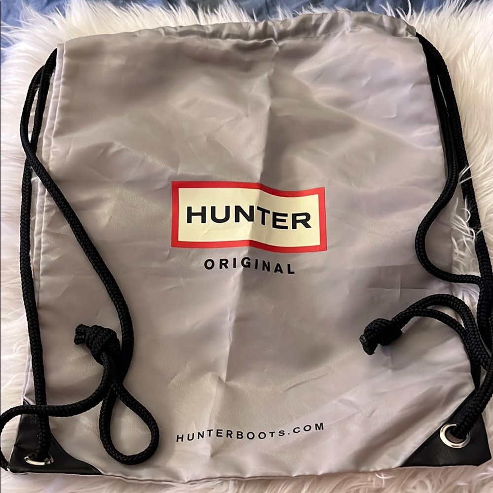 SOLD- Hunter Original Silver Drawstring Backpack
